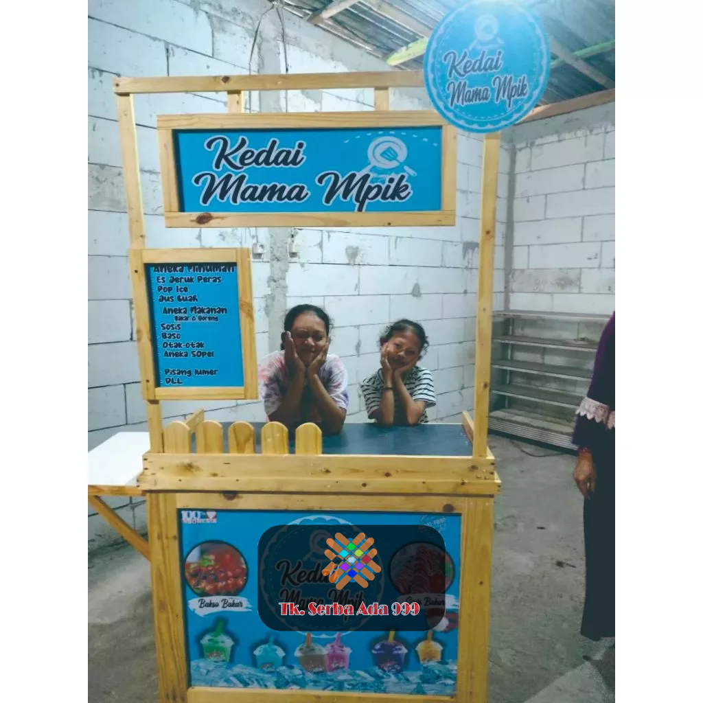 Booth Kayu Gantung Estetik / Gerobak Kayu / Gerobak Portable / Lipat / Murah / Gerobak Es Teh
