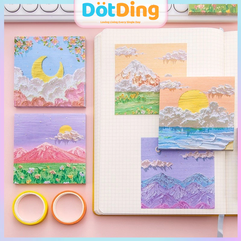 

[DOTDING] Sticky Notes Aesthetic 80 Lembar Motif Alam Indah - Desain 3D Pemandangan & Kertas Anti Luntur untuk Planner Bullet Journal/Aesthetic Sticky Notes 80 Sheets Beautiful Nature Motif 3D Landscape Design Water Resistant Paper for Bullet Journal H318