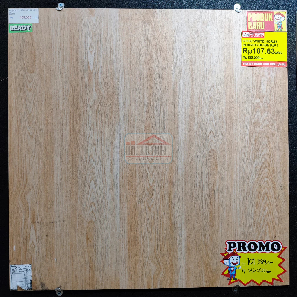 Granit Lantai Dinding Motif Kayu Matt 60x60 White Horse Borneo Beige - Granit Motif Kayu Jepara