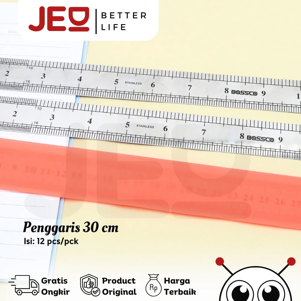 

Grosir!!! (Harga 1 LUSIN) Penggaris besi 30 cm, stainless steel ruler, penggaris besi