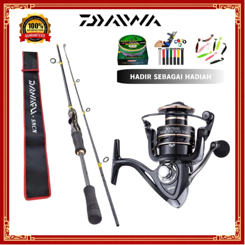 Stok DAIWA Joran Pancing 1.8m/2.1m 2 Bagian Gulungan Pancing 2000 3000 4000 5000 6000 7000 Joran Pan