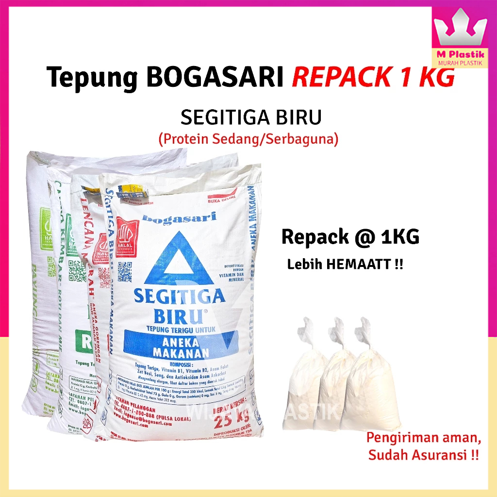 

Aneka Tepung 1KG PACK & REPACK [CK/SB/LM/P] --- @1kg | BOGASARI Cakra Kembar Segitiga Biru Lencana Merah Payung bersih putih asli packing aman murah ekonomis ck sb lm py repack