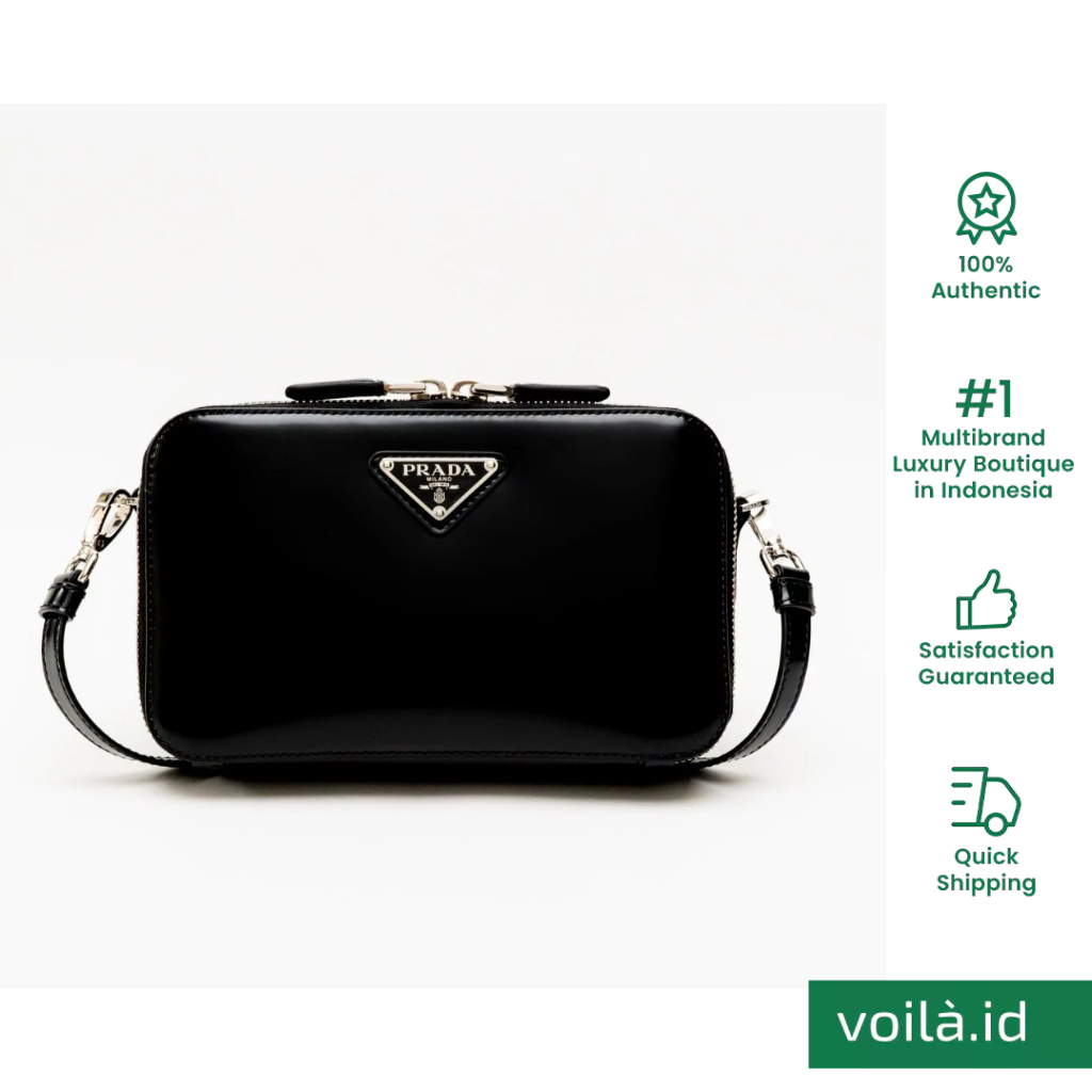 Brique Brushed Leather Shoulder Bag Black