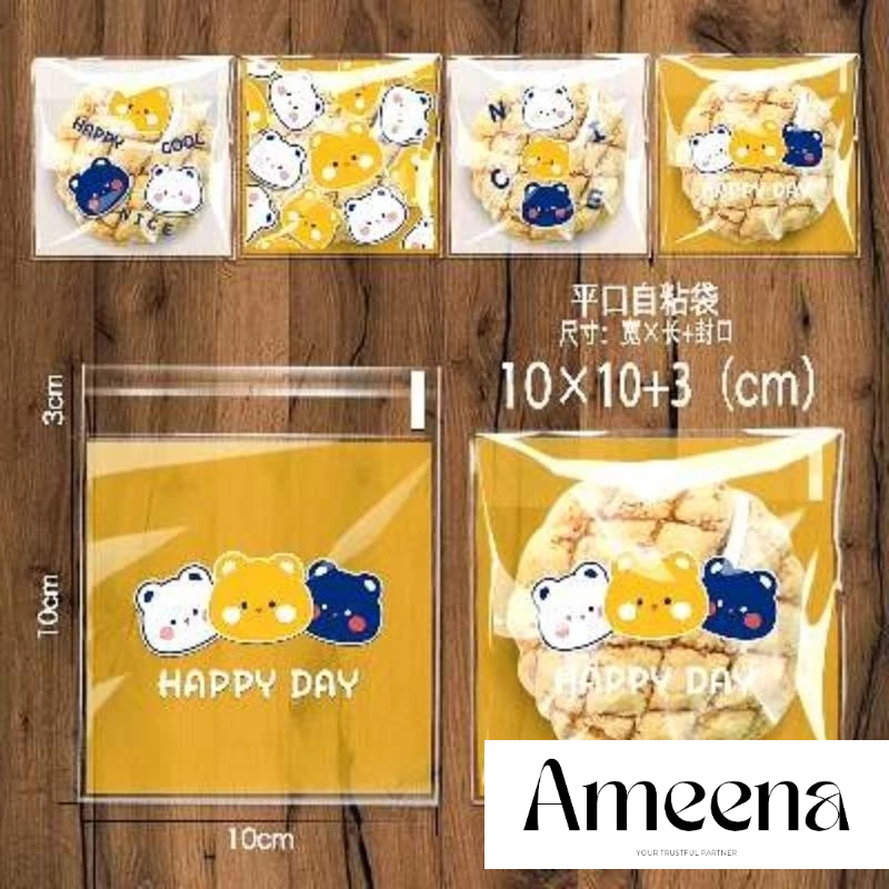 

[1 Pack] Plastik Opp 10x10 cm Cookies Kue Candy Brownies Packaging lucu