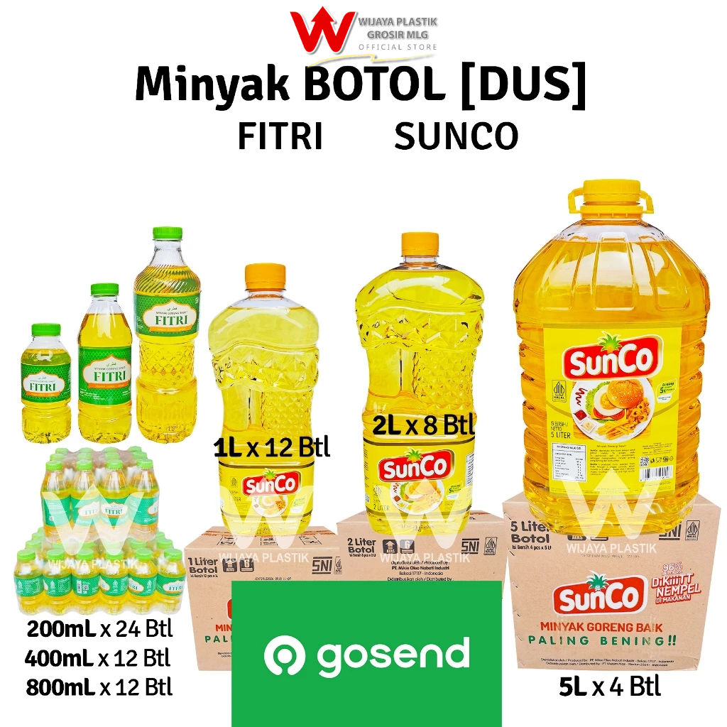 

[1 DUS] [INSTANT] Minyak [SOVIA SUNCO FILMA SANIA FITRI] 200 400 800 1L & 2L --- 4 6 8 12 24 Pack @DUS | 1 2 liter lt L sovia ml sunco filma sania fitri botol bening goreng kelapa sawit murah wilmar gosend grab same day Dus