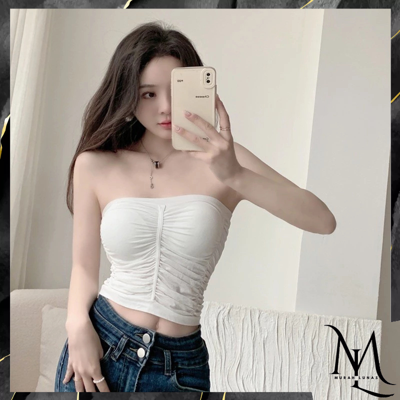 MUNAS Tanktop Bra Kemben Fashion 7035 Kerut CropTop Wanita Karet Outwear Kimcchi Cruel Tanktop Women