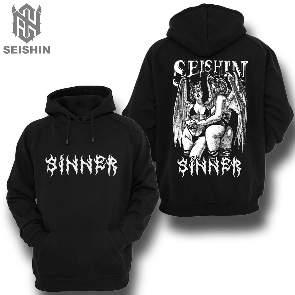 Seishin Hoodie satanic girll sinner sweter unisex black