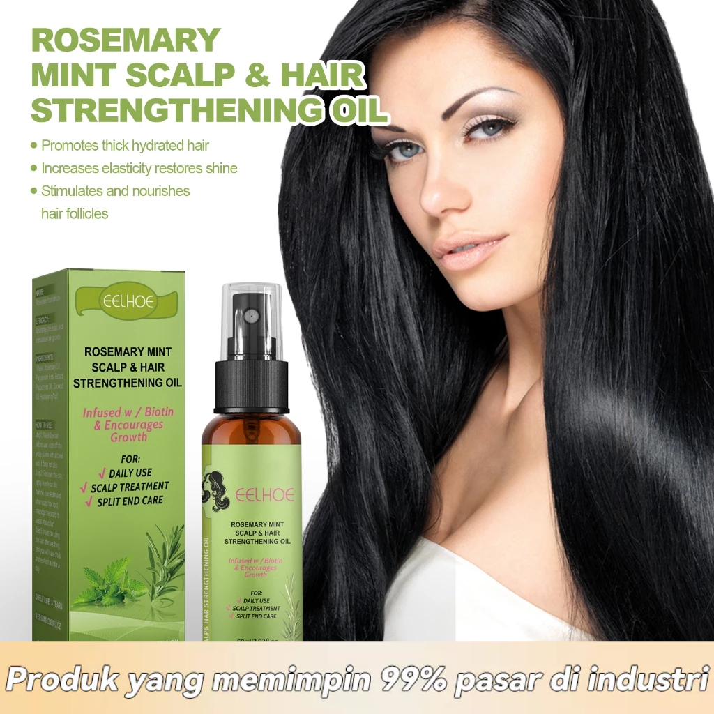 EELHOE Spray Rambut Rosemary 60ml - Semprotan Anti Rontok, Penyubur Rambut Spray dengan Vitamin & Nu