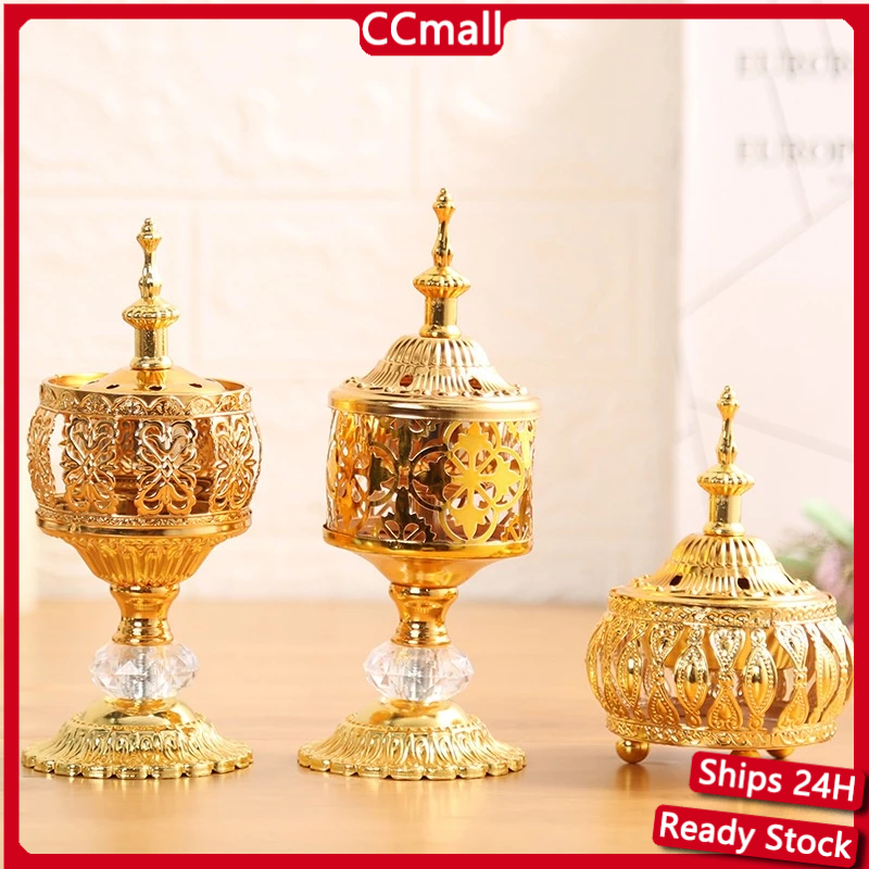 Tempat Dupa / Tempat Bakar Dupa mabkharah Bulat Arab Bahan Logam Warna Emas  / Tempat Bukhur / Pemba