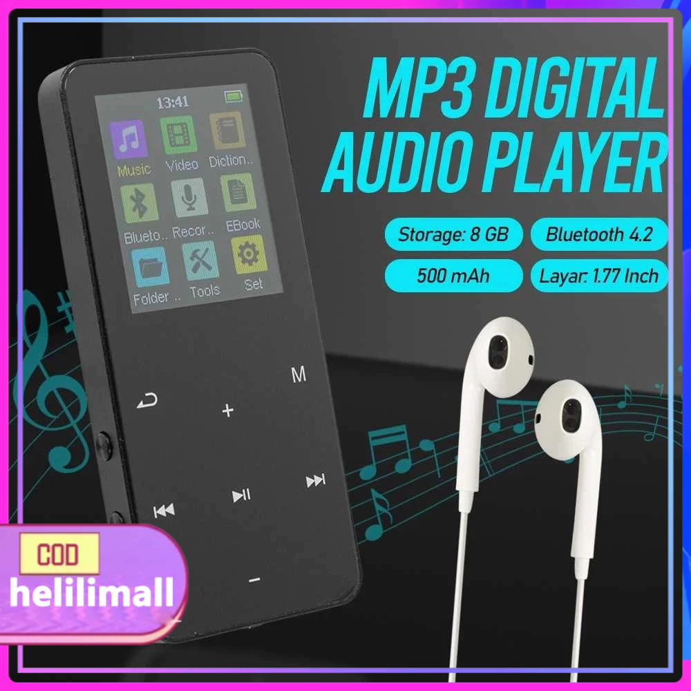 MP4 Player Bluetooth MP3 Mini Player Bluetooth MP3 Bluetooth Speaker USB/Type C 1.7 Inch Radio FM