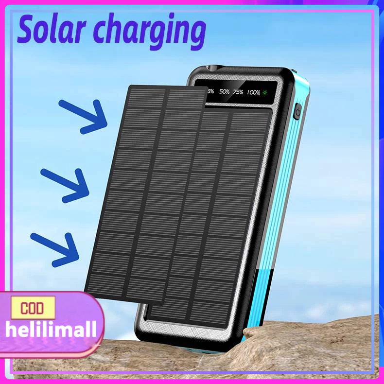 50000/100000 mAh Powerbank Robot Power Bank Solar Cell Tenaga Surya Portable Led Indikator Multifung