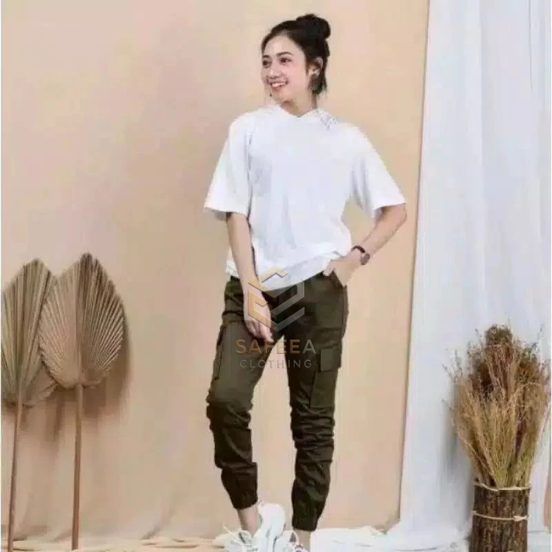 CELANA cargo joger twil //celana twil cargo kancing besi