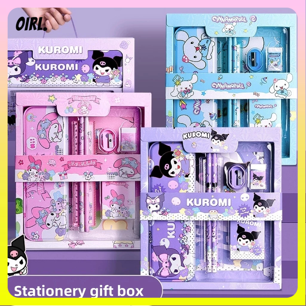 

Kotak Hadiah Alat Tulis Sanrio Perlengkapan Sekolah Dasar Kuromi Set 12 Buah Anjing Kayu Manis untuk Anak-anak
