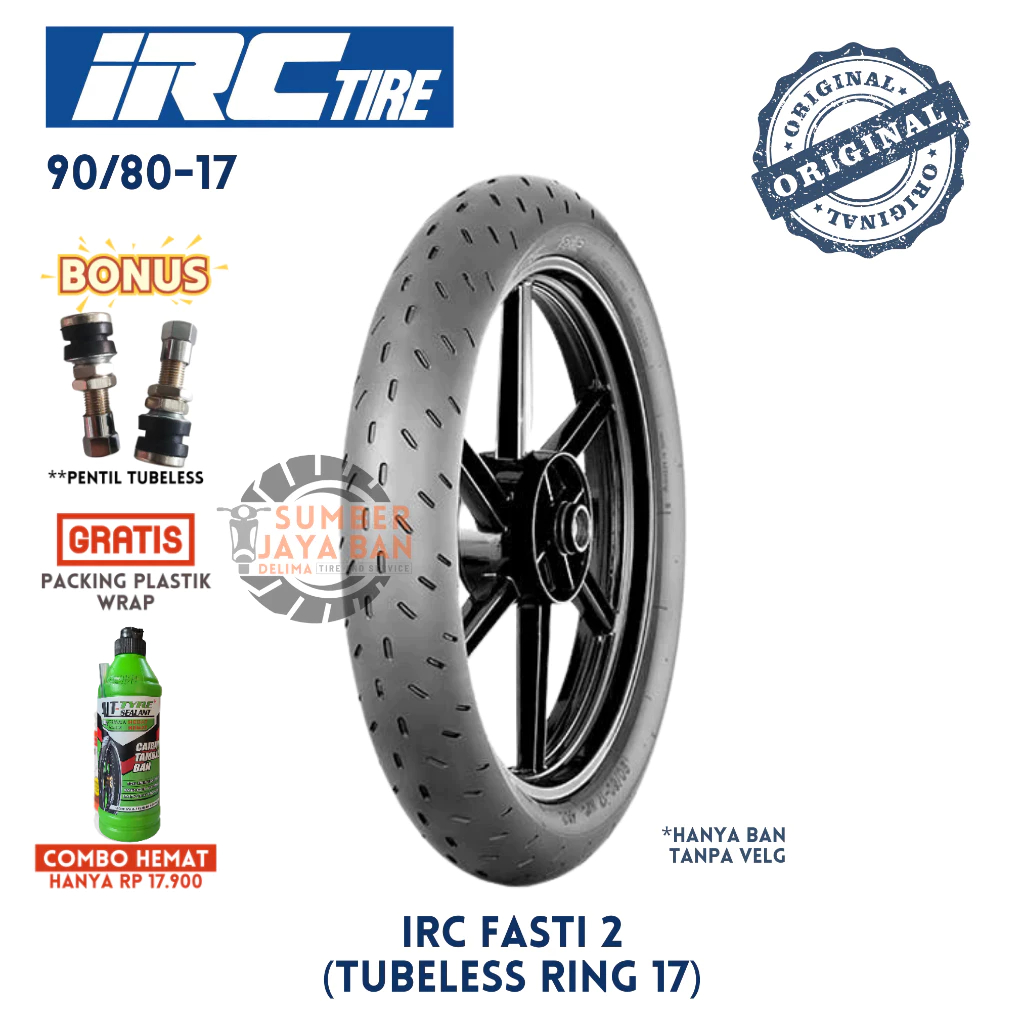 IRC Fasti 2 90/80-17 Ban Ring 17 90/80 Tubeless Tubless Tubles