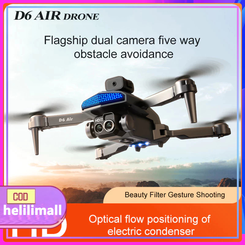 Smart Drone D6 Pro 4k HD Dual Camera Shoot Indoor Outdoor Drone Mini Dengan Kamera HD Drone WiFi FPV