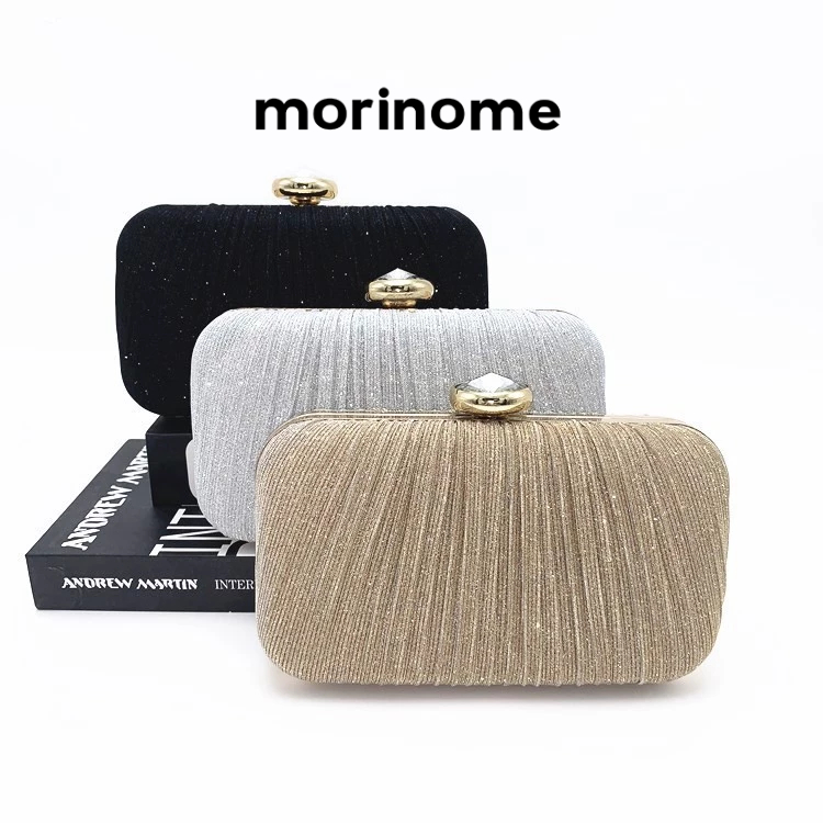 aqq Tas Clutch Wanita Party Tas Selempang Elegan Tas Pesta Kondangan Glitter Emas Rantai Clutch Bag