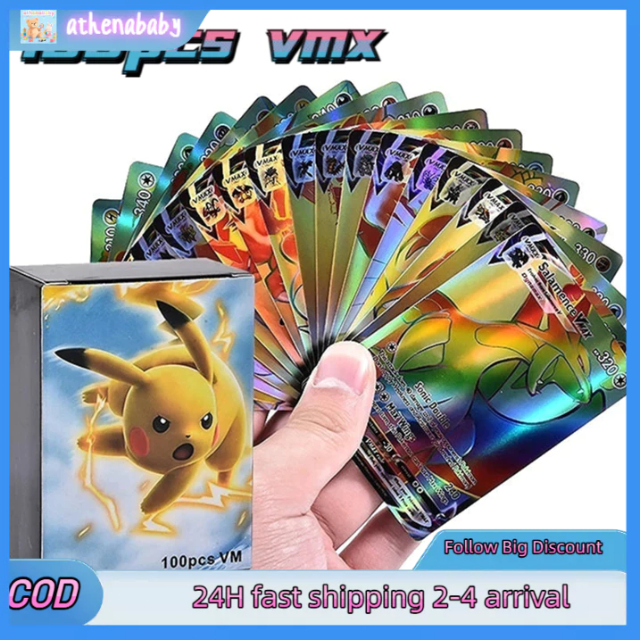 [in stock] 100pcs Pokemon Vmax Cards/Pokemon Shiny Cards/Kartu Pokemon TCG /Kartu Laser Pokemon