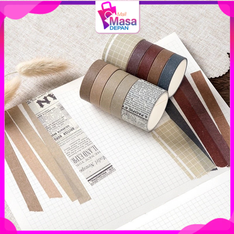 

MMD Masking Tape Set 10Pcs Essential Collection Basic Pattern Isi 10 Selotip Bahan Kertas Washi Tape Warna Warni DIY Scrapbook Journal Kotak Box Aeshtetic