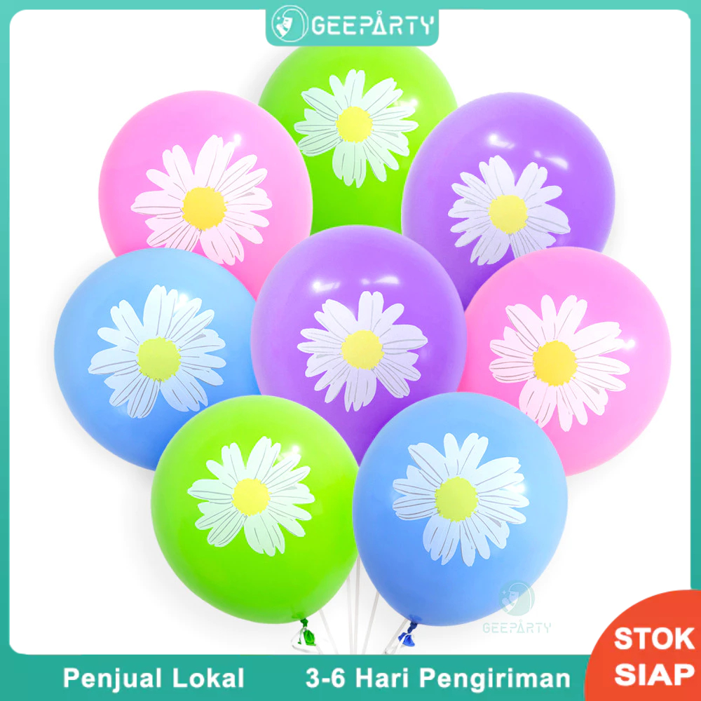 9 Pcs Balon Daisy Warna-warni 12 Inci Balon Hijau Pink Ungu Biru Untuk Dekorasi Pesta Ulang Tahun Pe