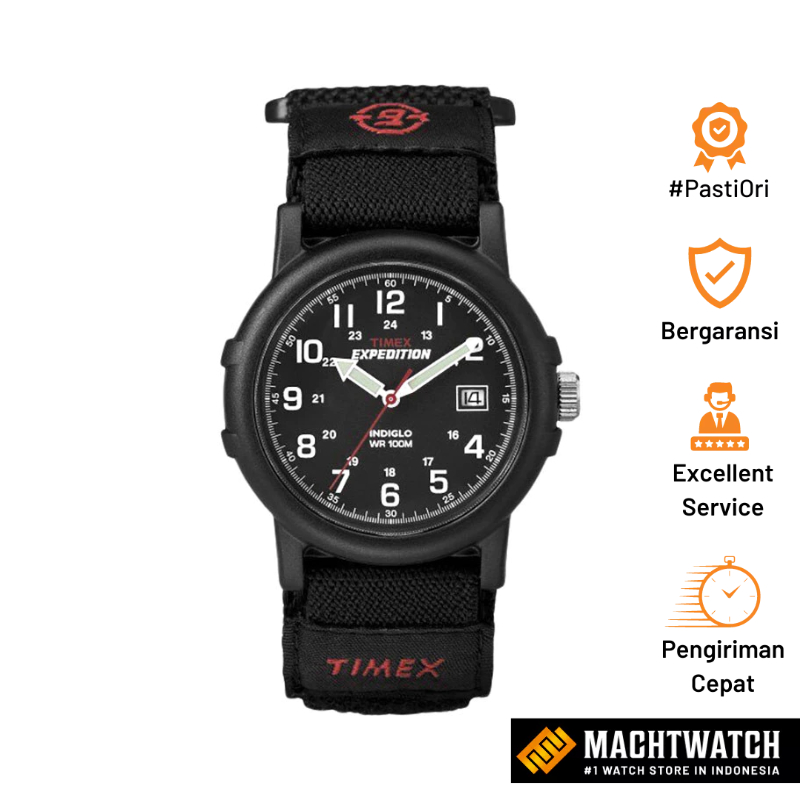 Jam Tangan Pria Timex Expedition Camper T40011 Indiglo Black Dial Black Fabric Strap