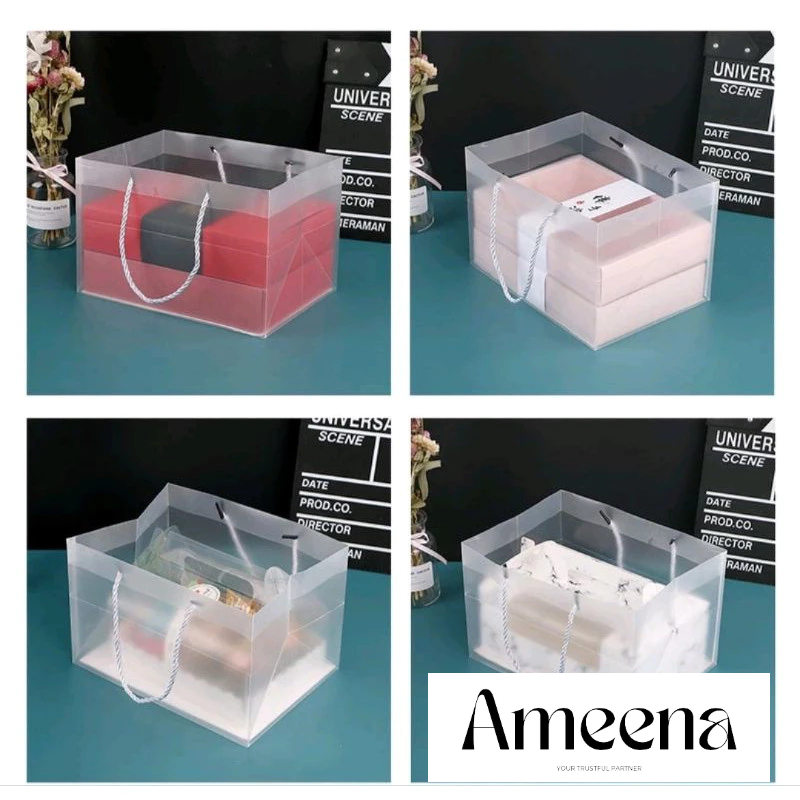 

[Satuan] Hamper Mika tempat box mooncake/ Tas Mika/ Kantung Mika tempat box kue makanan cupcake souvenir goodiebag