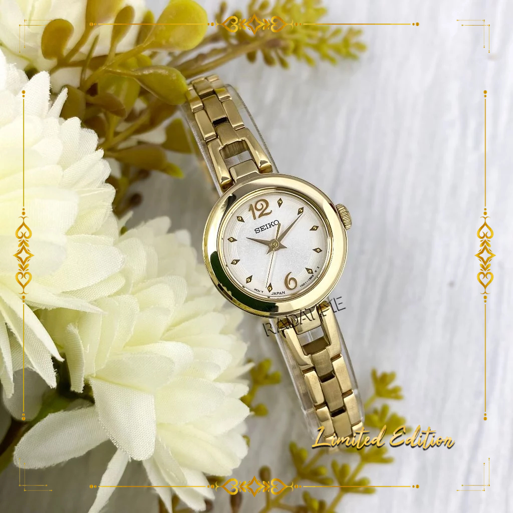 Jam Tangan Wanita Seiko Collectors Old Money Season  Original 100% Stainless Steel Fashion Gold SXGN