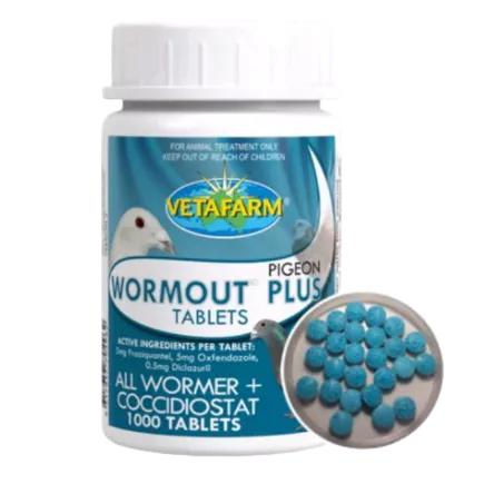 WORMOUT PLUS VETAFARM OBAT CACING BURUNG MERPATI BALAP KOLONG HARGA PER BUTIR ECERAN