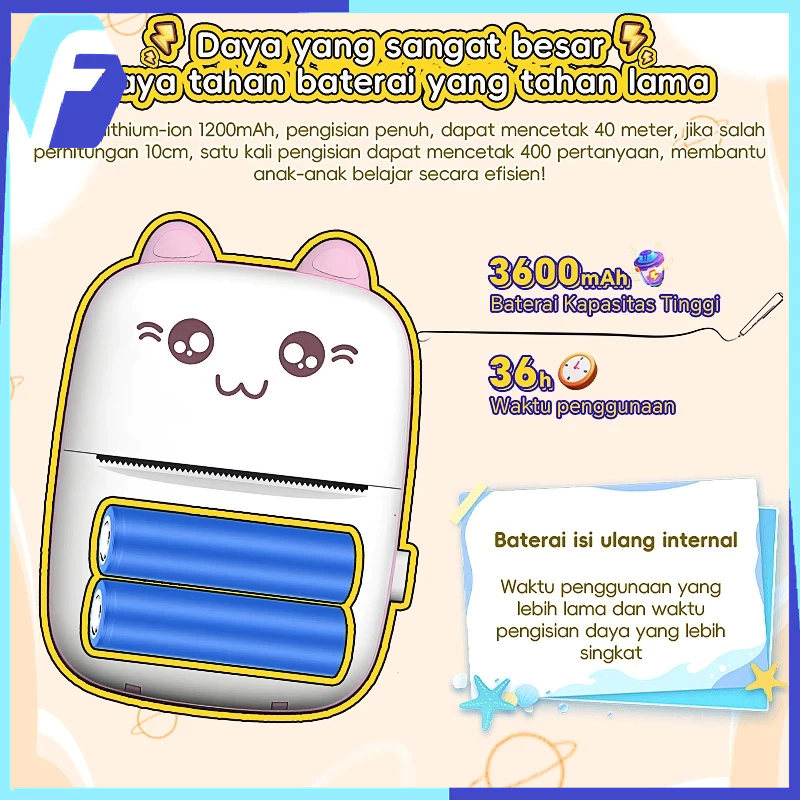 【COD】Mini Thermal Printer Bluetooth Printer Portable Tanpa Tinta Thermal Printer Label Receipt Barco