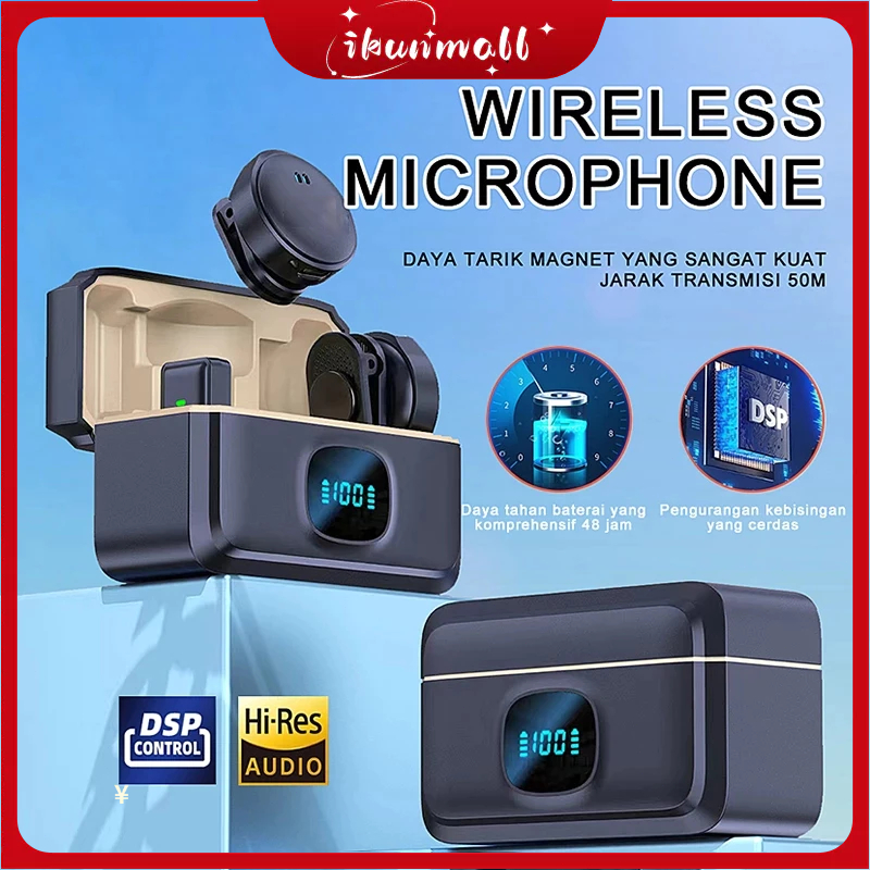 Q8 Magnetic Mic Wireless Clip on Microphone Dual Mikrofon Wireless Mikrofon HP Lavalier Microphone W