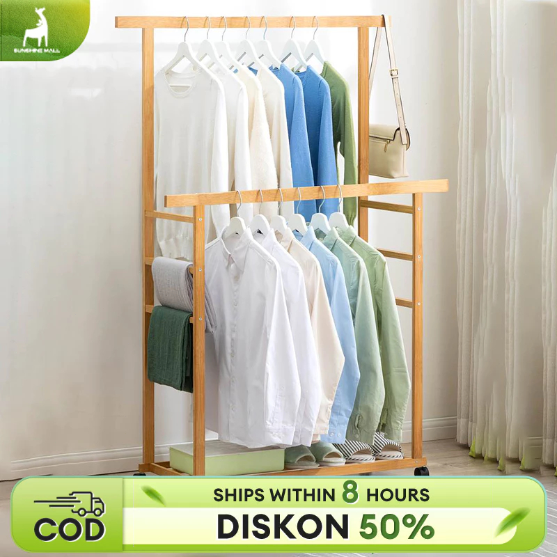 Rak Gantung Baju Kayu Stand Hanger Serbaguna Rak Gantungan Baju Celanan Stand Hanger Aesthetic