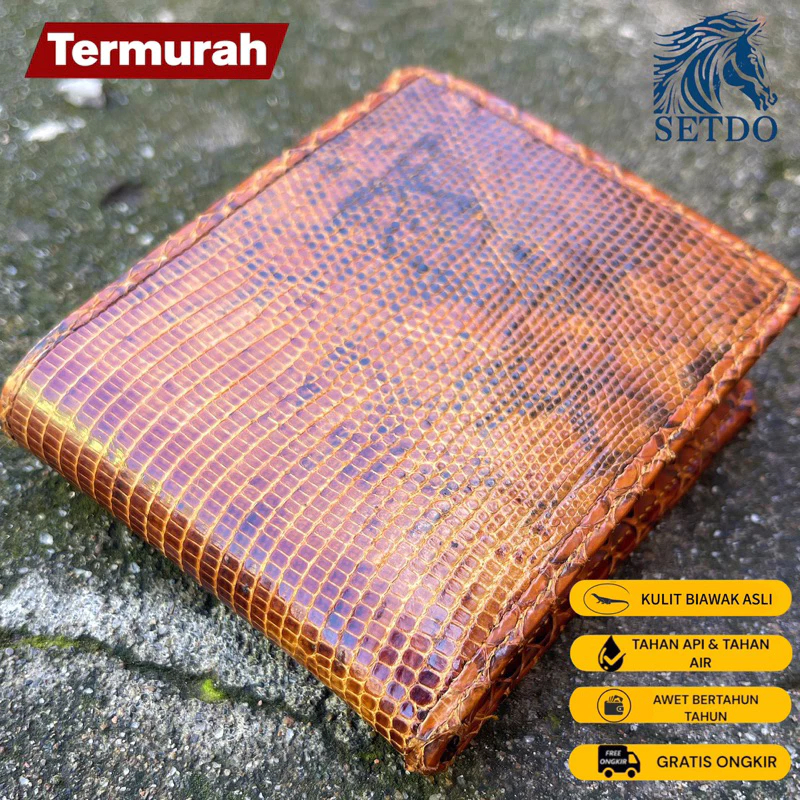 dompet pendek pria kulit biawak luar dalam awet murah Kulit Asli Original 100% Garansi Kulit