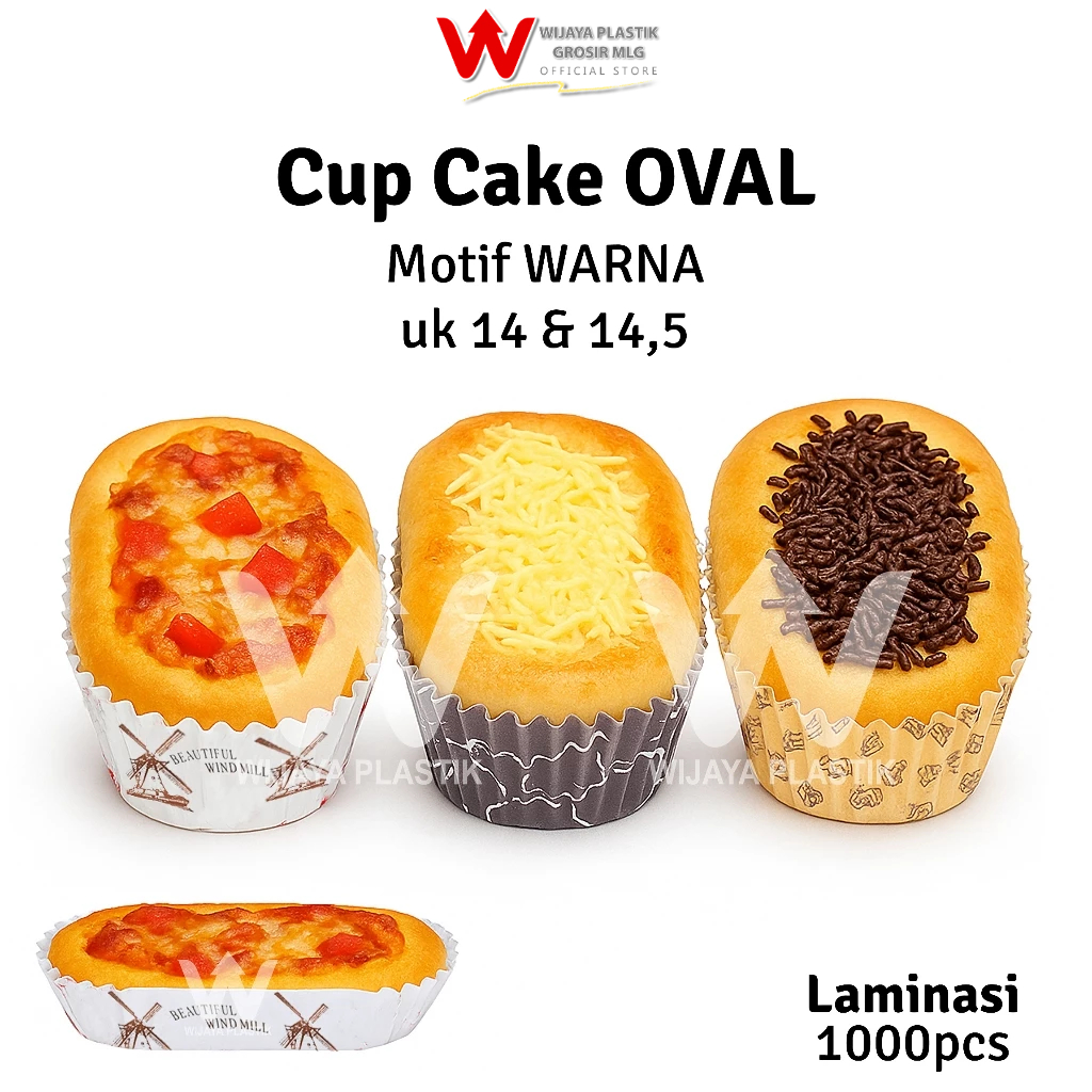 [PROMO] Cup Cake OVAL (14 &14,5) Motif Warna --- 200 pcs @PACK | windmill alas kue roti liner besar 