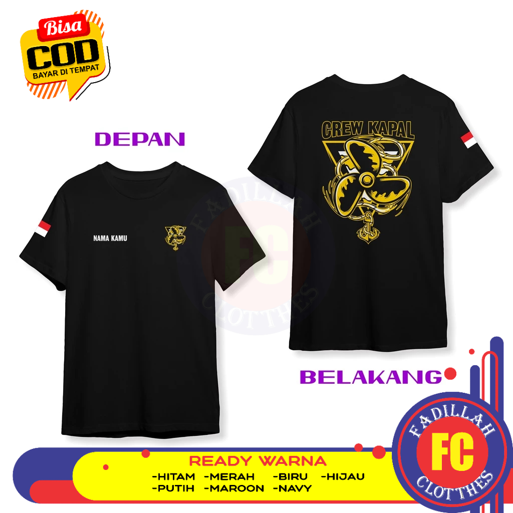 Baju Kaos Crew Kapal Baling Baling Kapal Jangkar Pelaut Gratis Nama Kamu DB Baju Distro
