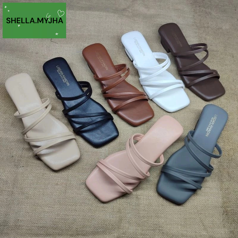 sepatu sandal hak tahu wanita 3cm big size 35 43