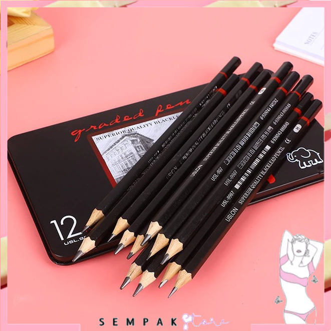 

SS 12 pcs Pensil Gambar Sketsa Set Lengkap 2H H F B HB 2B 3B 4B 5B 6B 7B 8B Charcoal Pencils Set Perlengkapan Lukis