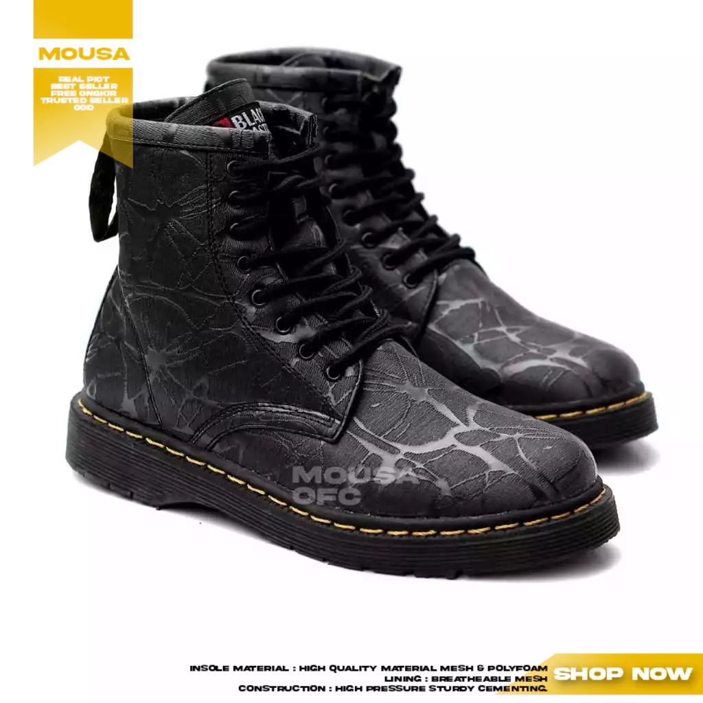Sepatu Pria Boots Tinggi Docmart Hitam Pria