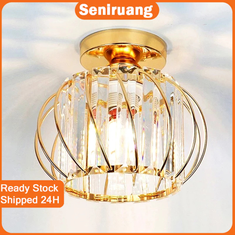 [Cod] Lampu Plafon Gantung Kristal Minimalis 2 Model (Kotak & Bulat) Lampu Kristal Plafon Rumah Lamp