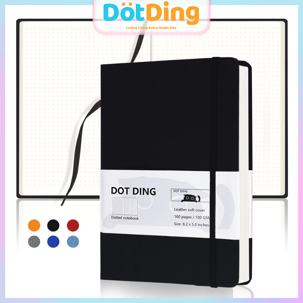 

[DOTDING] Buku Catatan A5 80 Lembar Kain Sampul Premium - 100 GSM Tahan Tinta Sekolah dan Kantor Alat Tulis Sekolah/A5 Dotted Notebook Cloth hardcover Bullet Journal Bujo Planner 80 Sheets 100 GSM paper Stationery A123