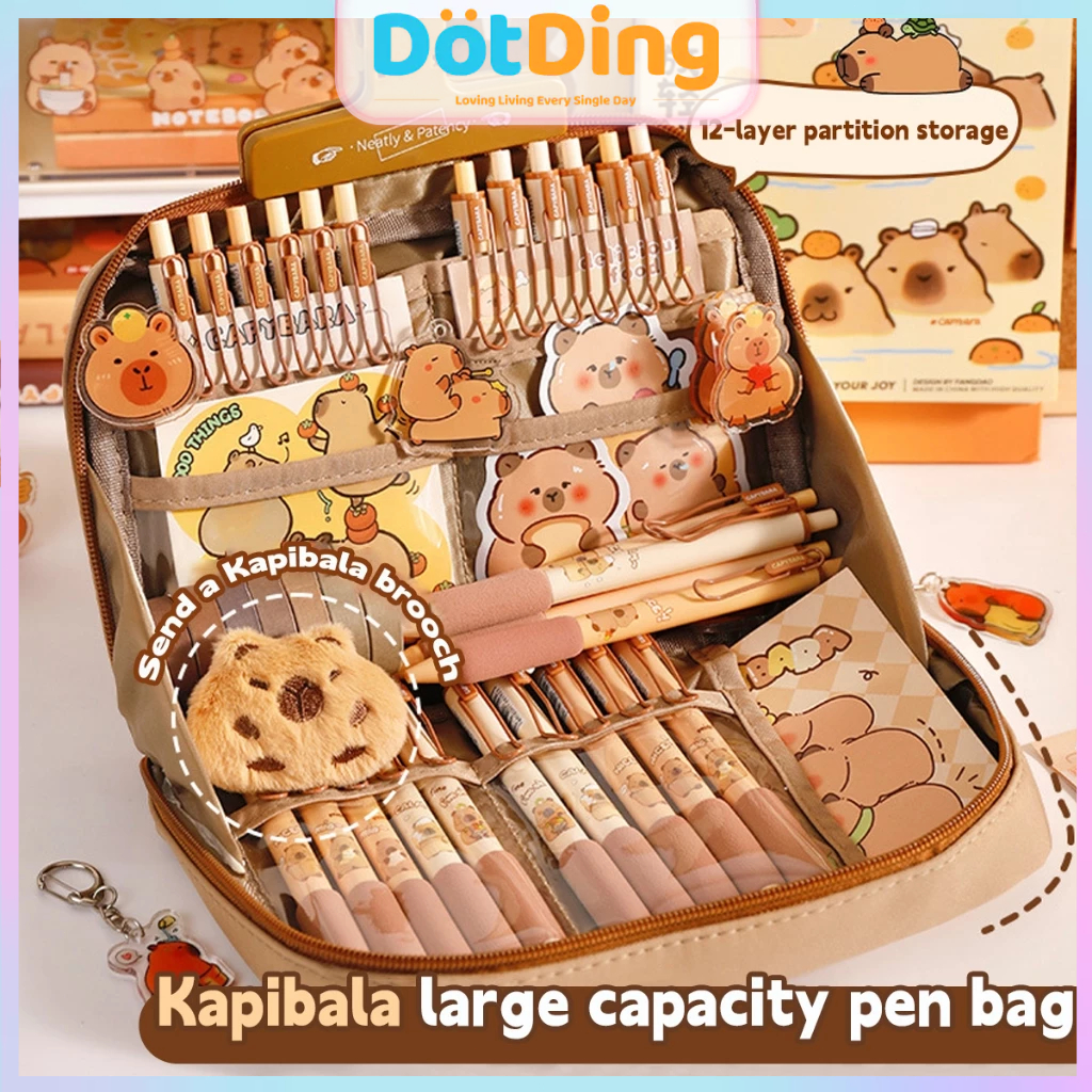 

[DOTDING] Kotak Pensil Kanvas 12 Sekat Jumbo - Kapasitas 90° & Desain Polos Cocok untuk Perlengkapan Sekolah Kantor/Capybala Pencil Cases Large Capacity Cute Big Pensil Box Pouch School Supplies Stationery H471
