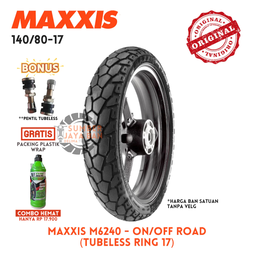 MAXXIS M6240 Tubeless Ring 17 140/80-17 Tubles Tubless 140/80 Dual Purpose Onroad Offroad Off Road