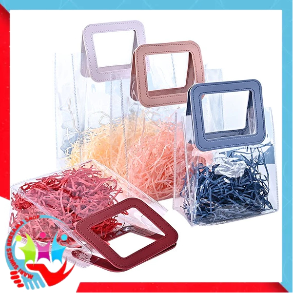 

MSBS Tas PVC Hampers Transparant Serbaguna Goodie Bag Handle Leather Mika Handbag Gift Souvenir Murah