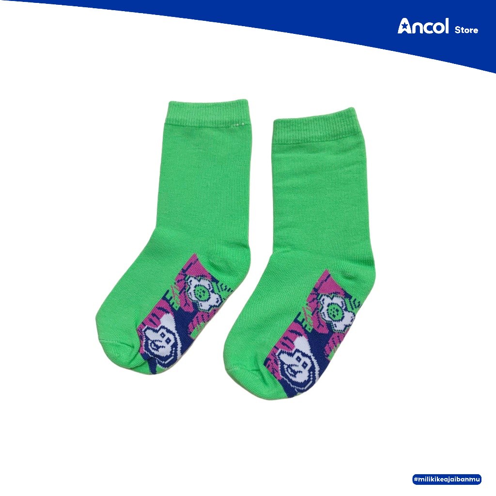 Ancol Kaos Kaki Anak Motif Dufan Leaf Green | Official Merchandise