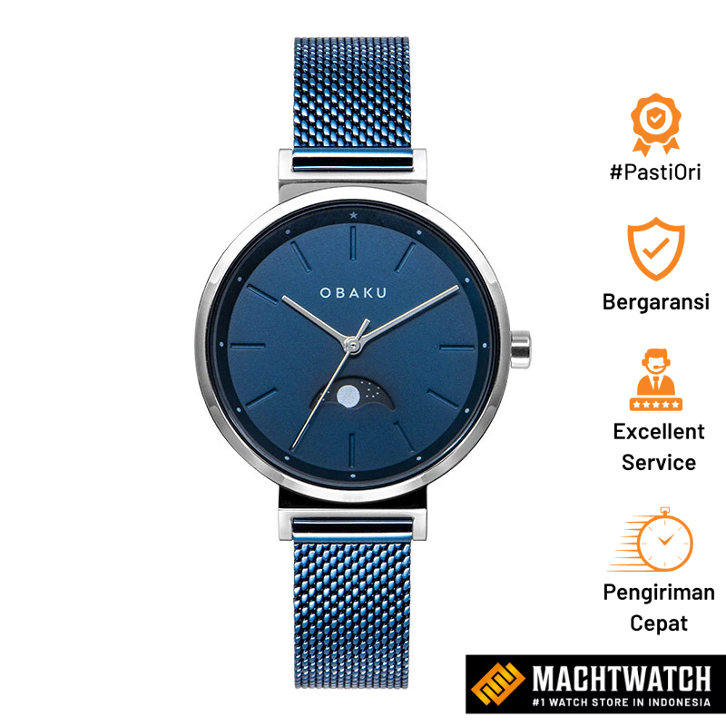 Jam Tangan Wanita Obaku V243LMCLML Maane Arctic Blue Dial Blue Mesh Strap