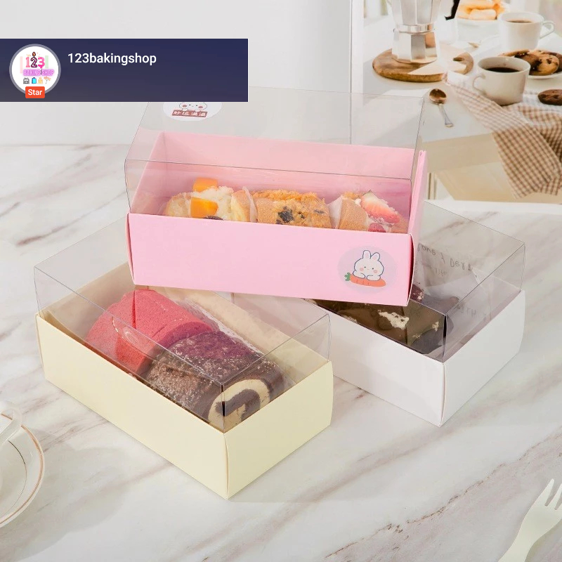 [Satuan] Box Premium Transparan Mika Cake Roll Cromboloni / Box Kue Bolu Gulung Cake Mika Transparan