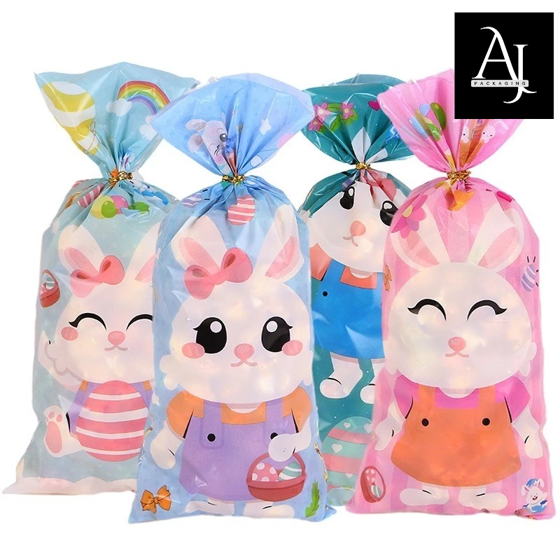 

[10 Pcs] Plastik Tali Kawat 12,5x27,5 cm Edisi Paskah motif Kelinci Happy Easter