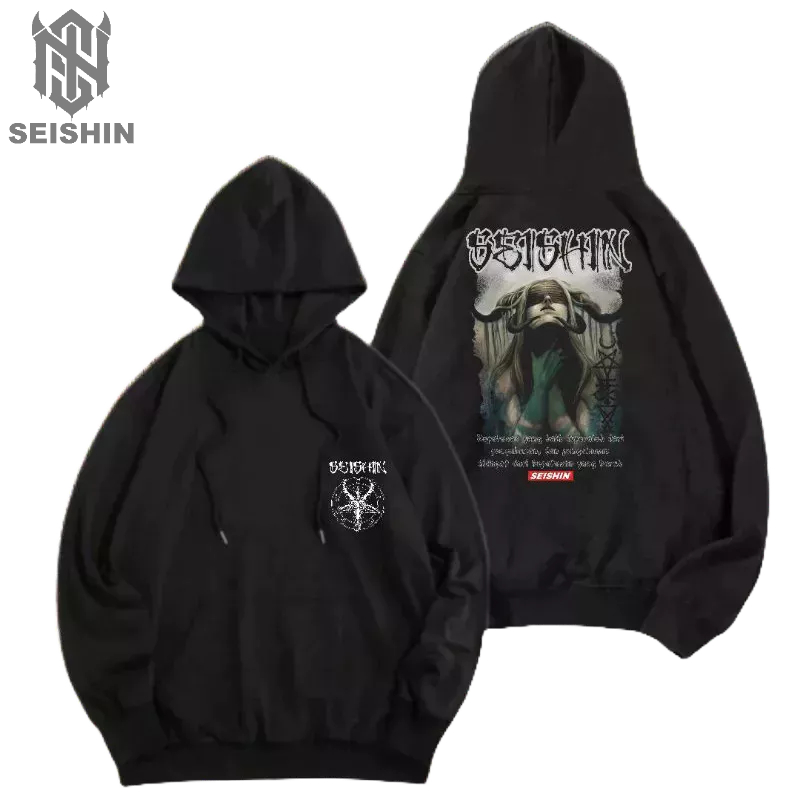 Seishin Hoodie Satanic girll sweter unisex black