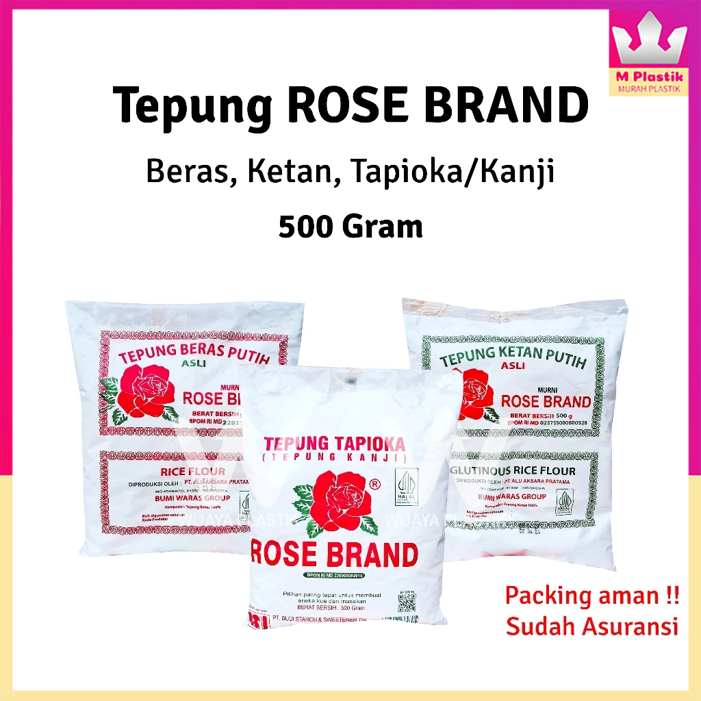 

Tepung ROSE BRAND & Los (Ketan,Beras,Tapioka) --- 500 gr @Pack | 200 gr 1 KG rosebrand jajan pasar ketan beras tapioka kanji putih kecil sedang ekonomis murah pack