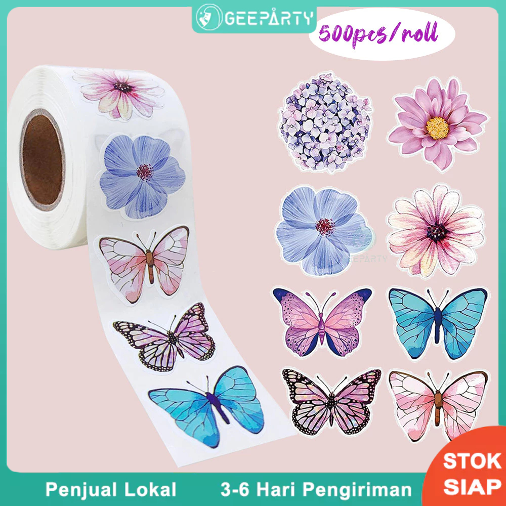 

500Pcs Stiker Hadiah Stiker Pola Kupu-kupu Tidak Teratur Untuk Dekorasi Pernikahan Pesta Ulang Tahun