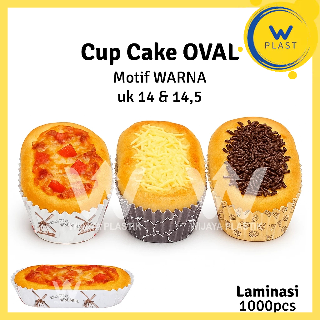 Cup Cake OVAL (14 &14,5) Motif Warna --- 200 pcs @PACK | windmill alas kue roti liner besar 14 14.5 