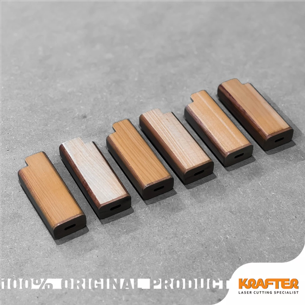 KRAFTER - Cover Korek Api Gas bahan Kayu Unik Keren Model Criket bisa Custom Nama atau LoGo